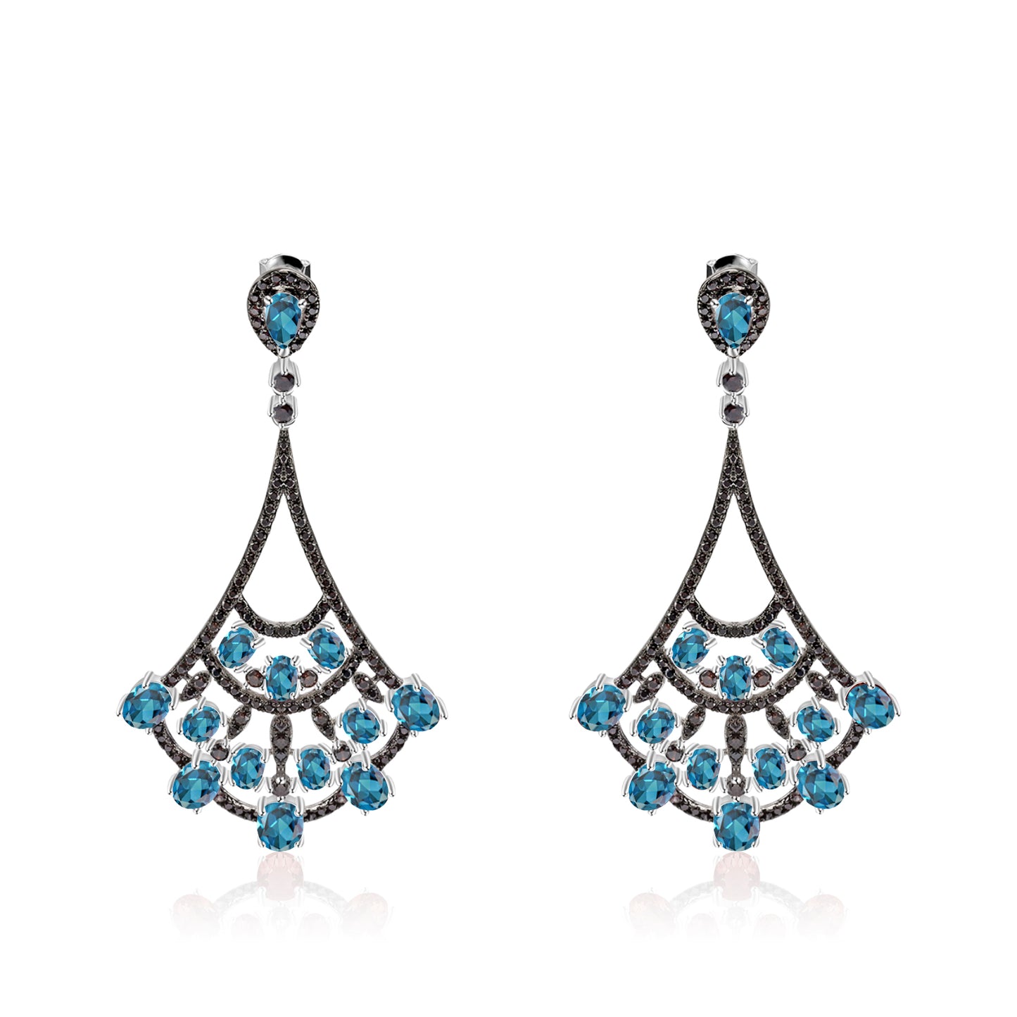 Vintage Style Natural London Blue Topaz Earrings