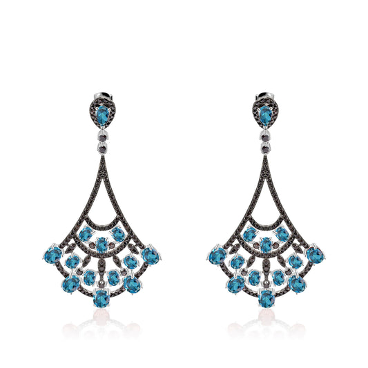 Vintage Style Natural London Blue Topaz Earrings