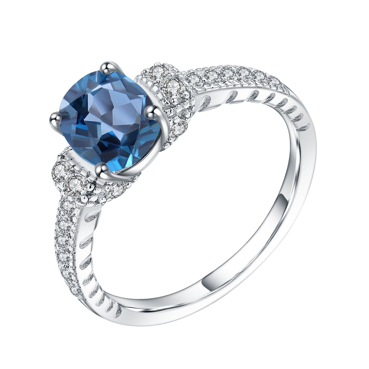 Natural London Blue Topaz Ring 1.57Ct