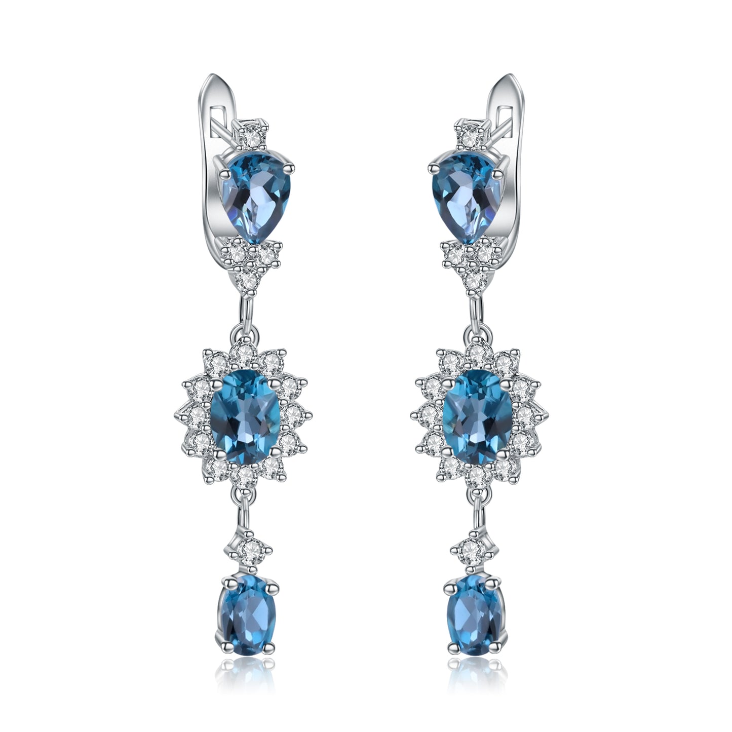 Natural London Blue Topaz Earings