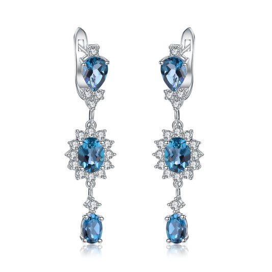 Natural London Blue Topaz Earings