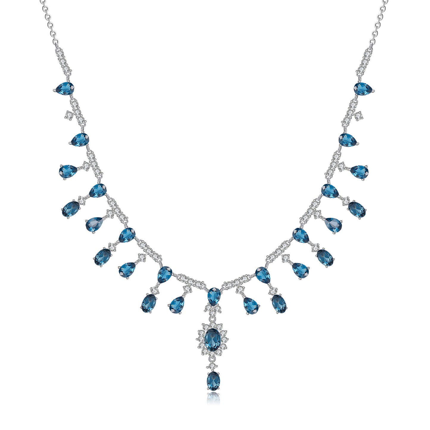 Natural London Blue Topaz Necklace