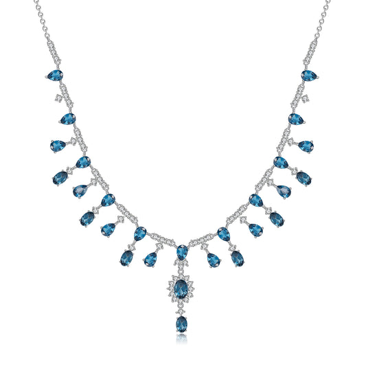 Natural London Blue Topaz Necklace