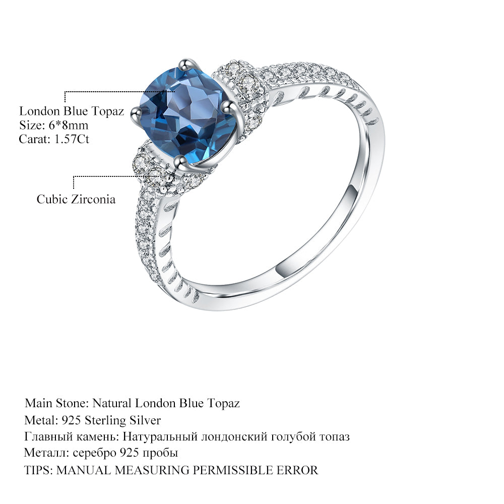Natural London Blue Topaz Ring 1.57Ct