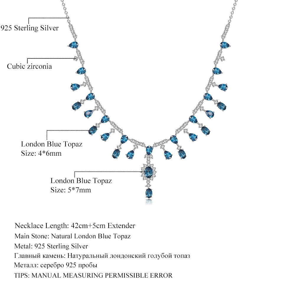 Natural London Blue Topaz Necklace